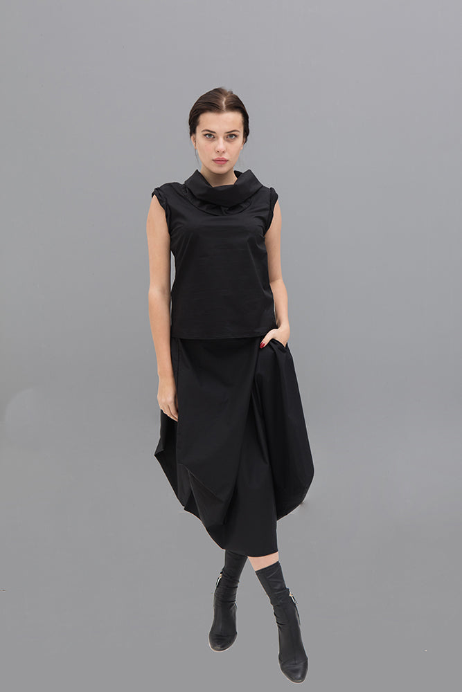 Black Cowl Parachute Top