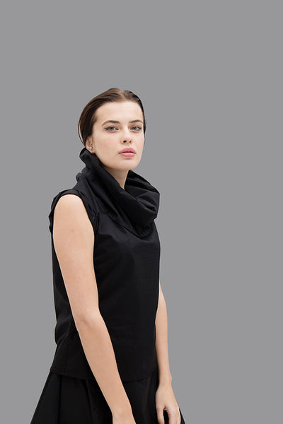 Black Cowl Parachute Top