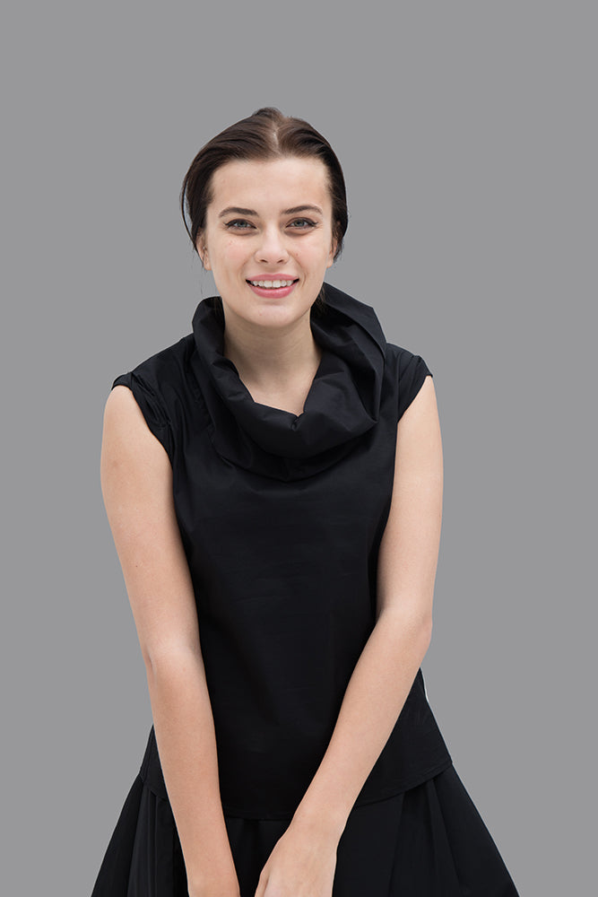 Black Cowl Parachute Top