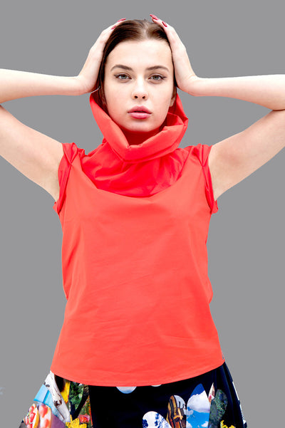 Tangerine Cowl Parachute Top