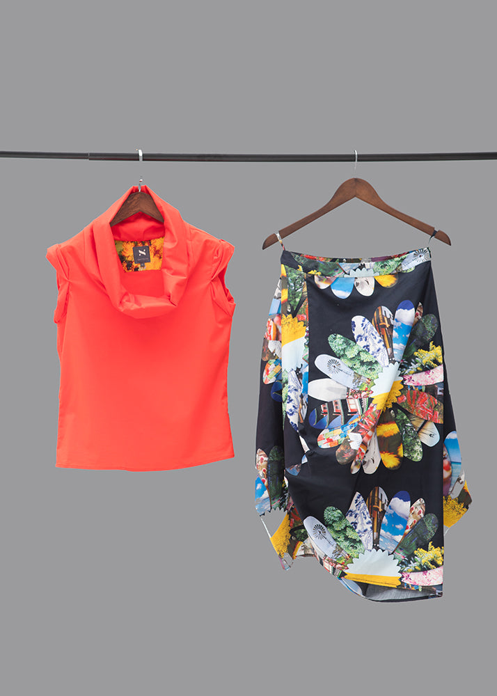 Tangerine Cowl Parachute Top