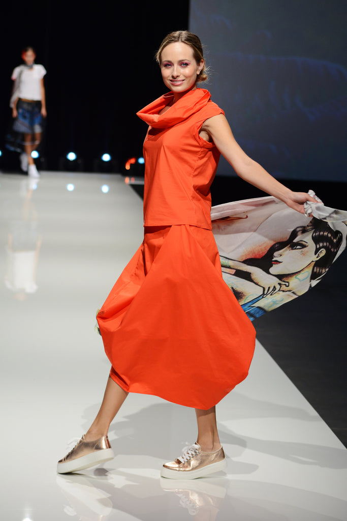 Tangerine Parachute Skirt
